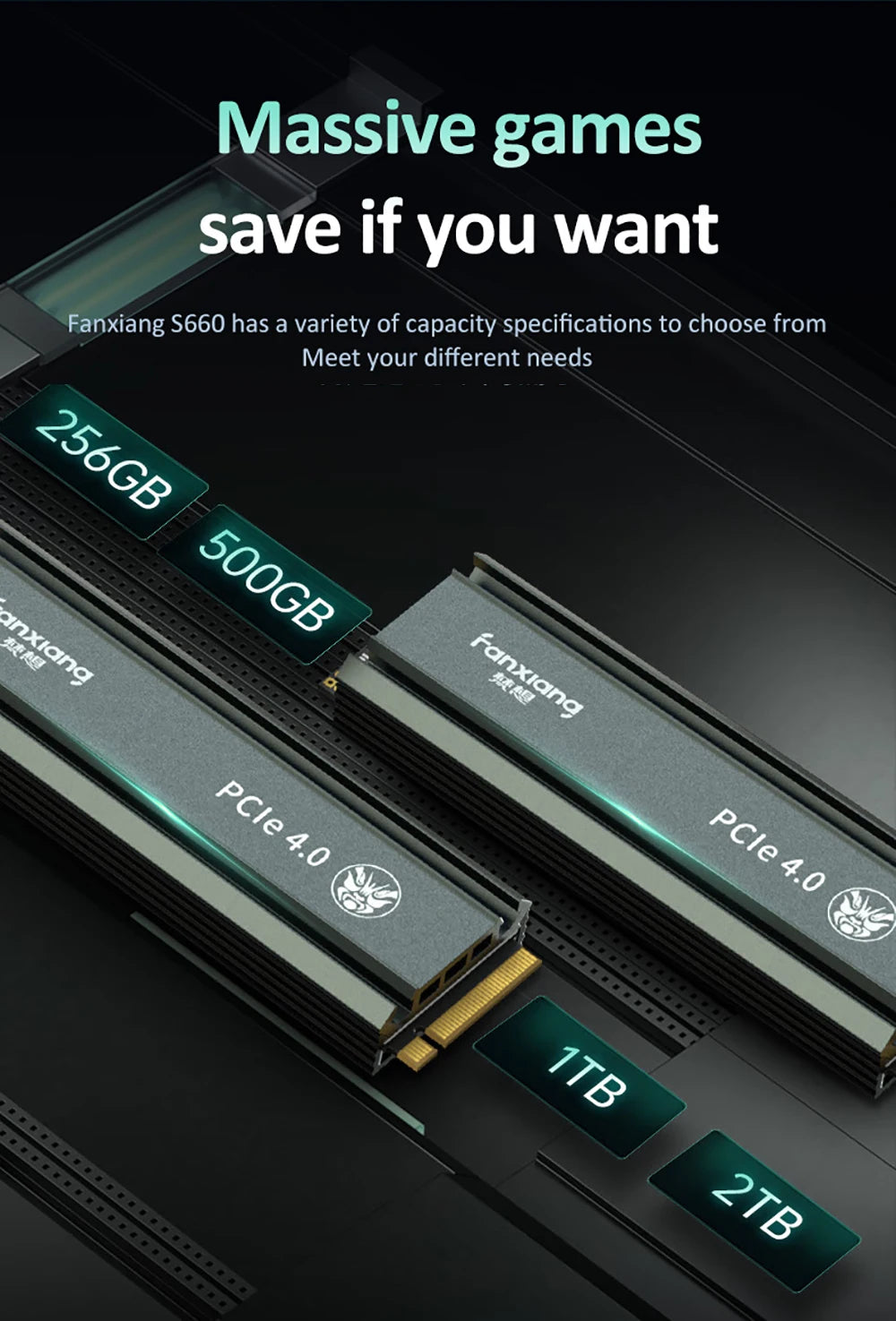Fanxiang S660 M.2 SSD 500GB 1TB 2TB 5000MB/s M.2 NVMe PCIe4.0x4 SSD Internal Solid State Drive For PS5/PlayStation5 Desktop Pc
