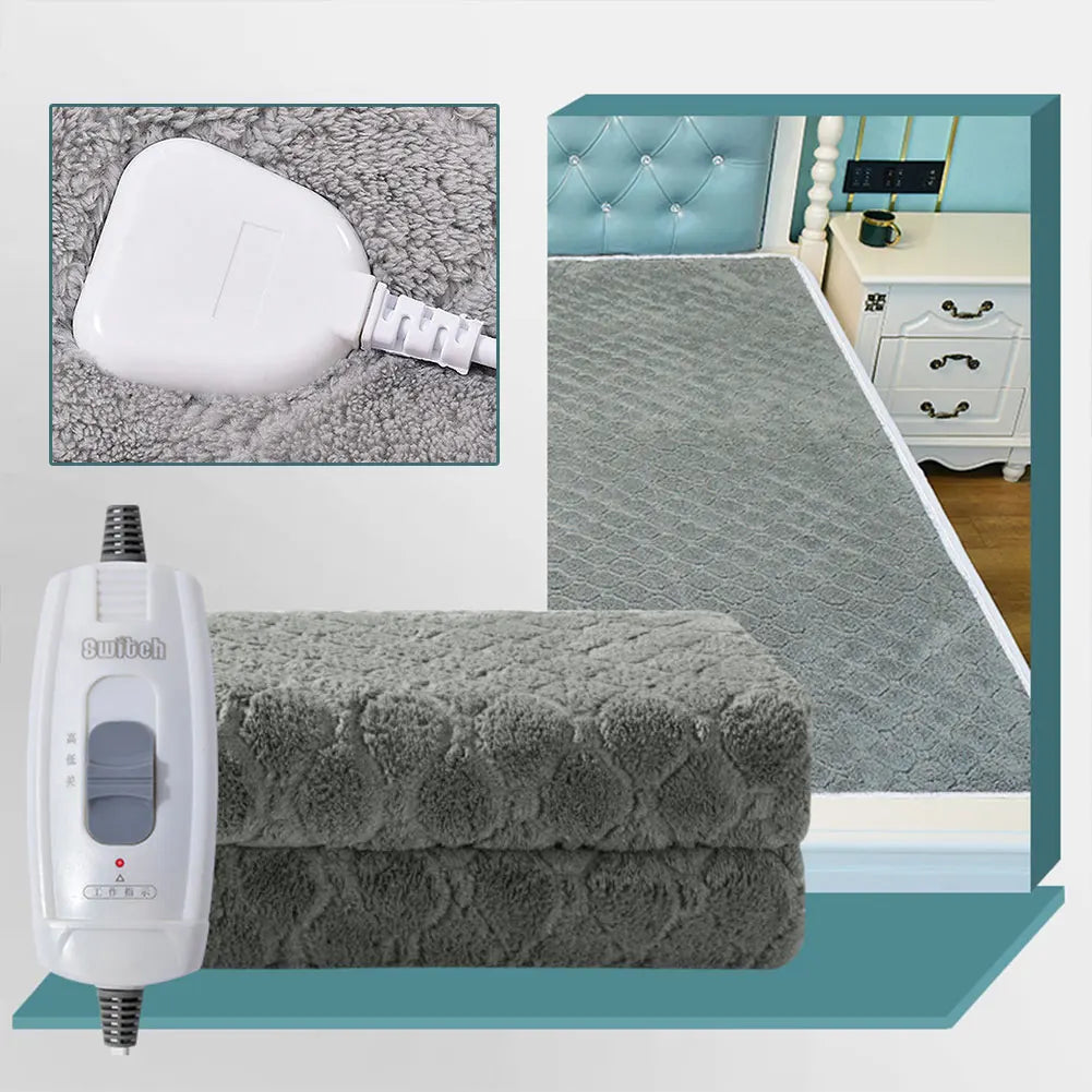 1.5x0.7M 220V Electric Blanket Woolen Thicker Heater Heated Mattress Thermostat Travel Heating Mat Winter Body Warmer For RV SUV