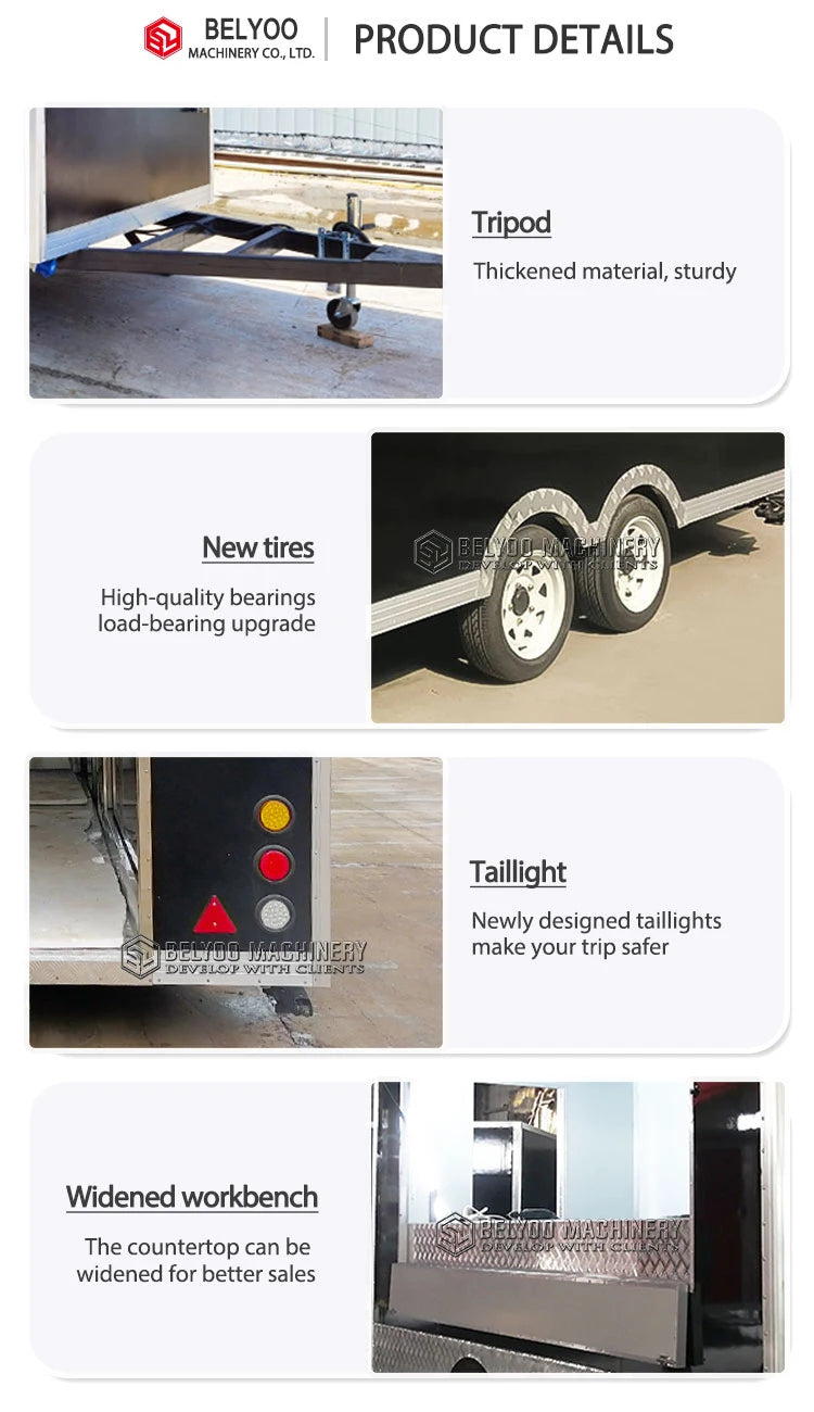 Belyoo Luxury Multifunction Concession Food Trailer Coffee Vending Truck Big Mobile Food Truck Food Trailer for Street Fast Food