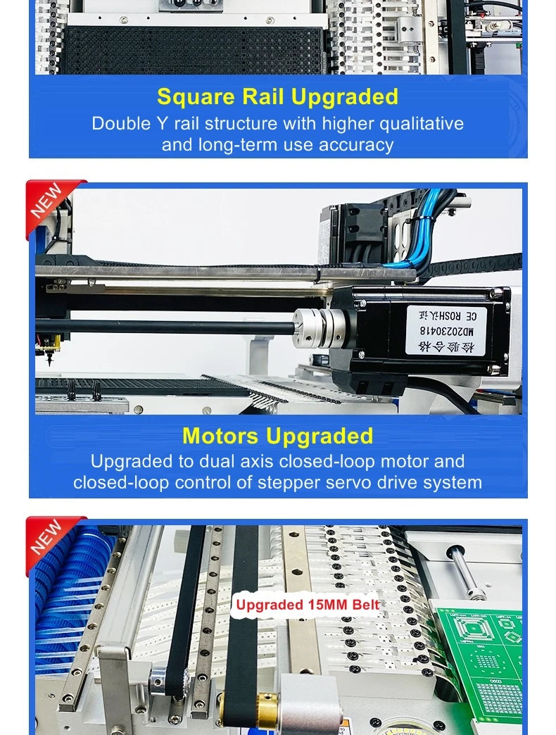 Q2S Dual 6 Heads 54 Bits Full Vision Desktop Automatic SMT Pick and Place Machine Chip Mounter