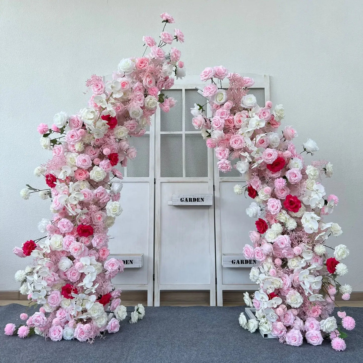 Trumpet Arch Artificial Flower Arrangement, Moon Shape, Wedding Background Props, Party Decoration, Luxury
