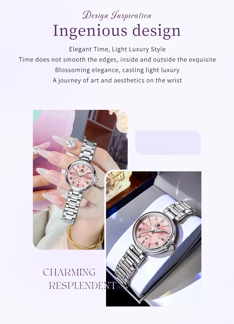 OLEVS 5608 Women Watch Luxury Brand Quartz Watch Roman Scale Waterproof Luminous Calendar Watch Elegant Women Watch Reloj Hombre