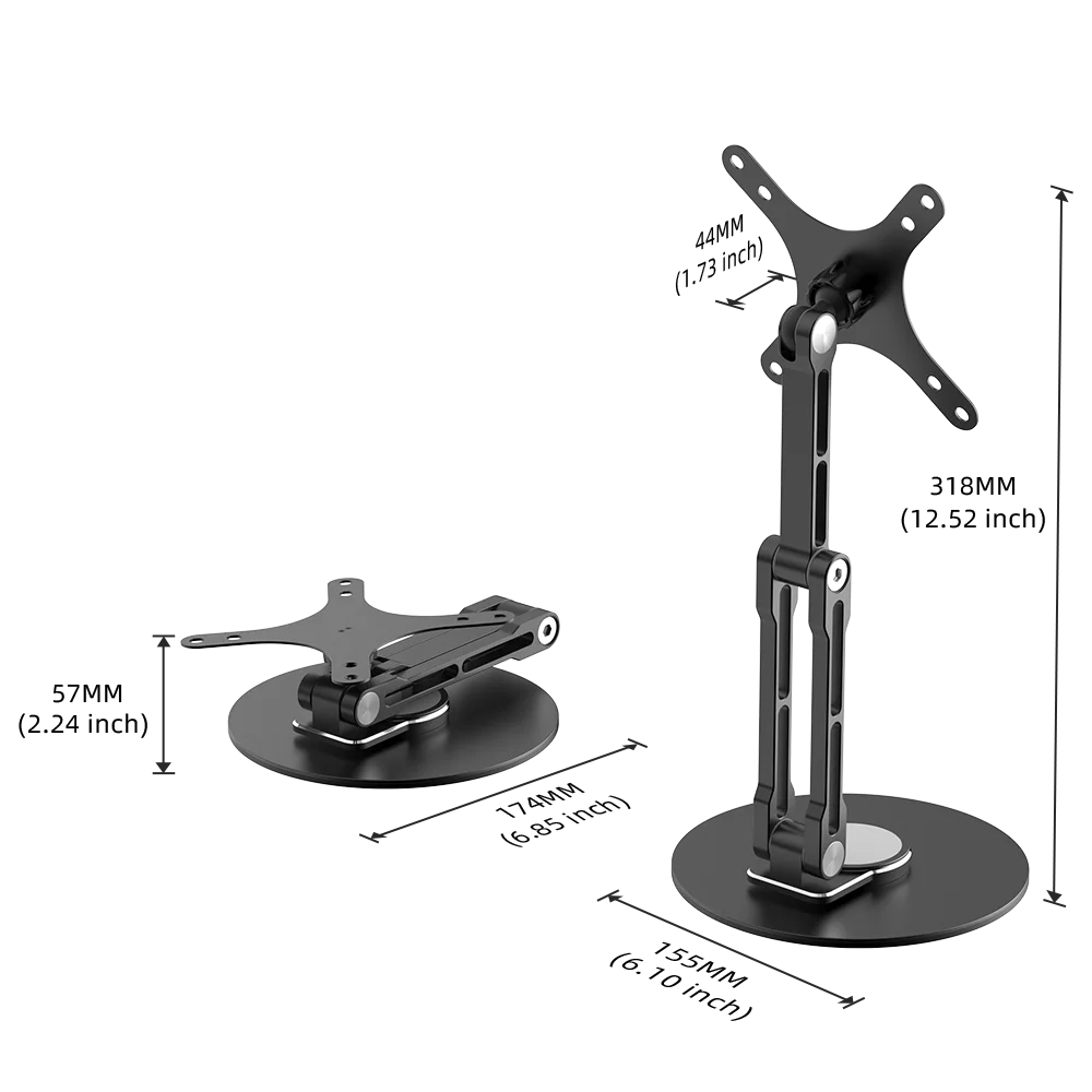 UPERFECT UStand Monitor Stand VESA Mount for 12"-22 Inch Screen Free-Standing Monitor Riser with 360° Rotation Height Adjustable