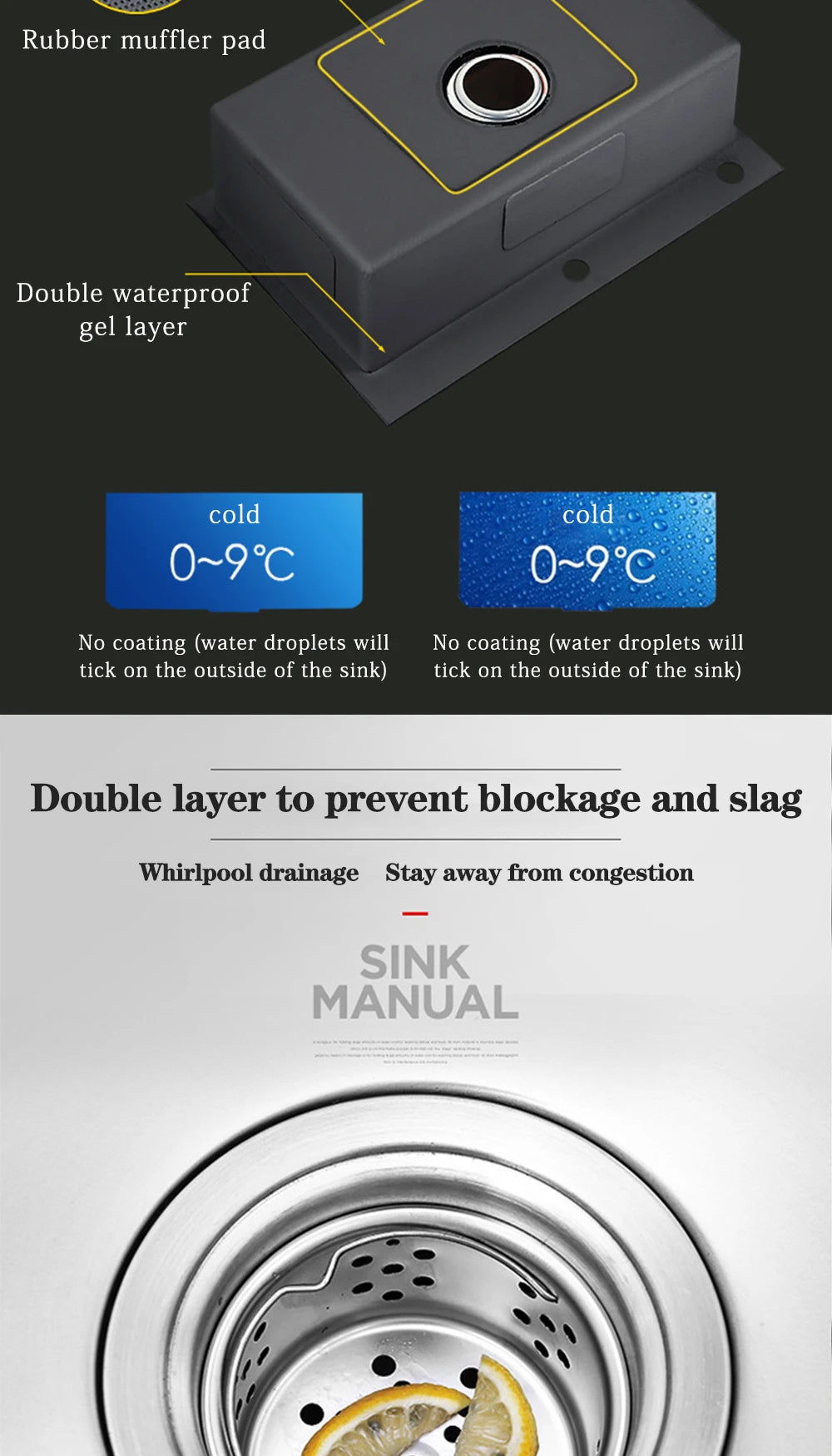 DQOK Stainless Steel Kitchen Sink Slot Dish Basin Kitchen sink Drain Basket And Drain Pip Rectangular