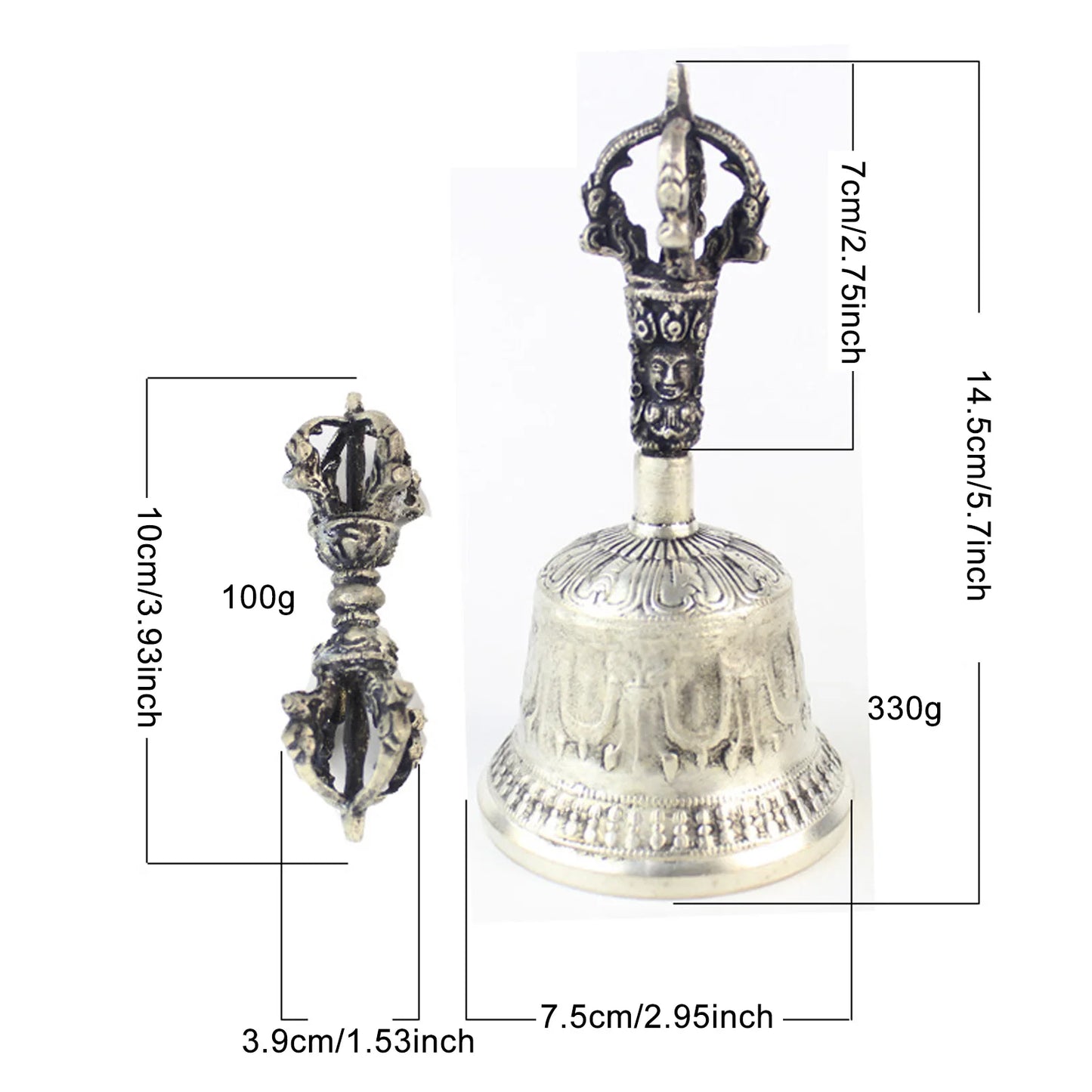 Tibetan Buddhist Meditation Bell Handmade Dharma Objects Bell Dorje Set Home Decor For Meditation Prayer Reiki Clarity Healing