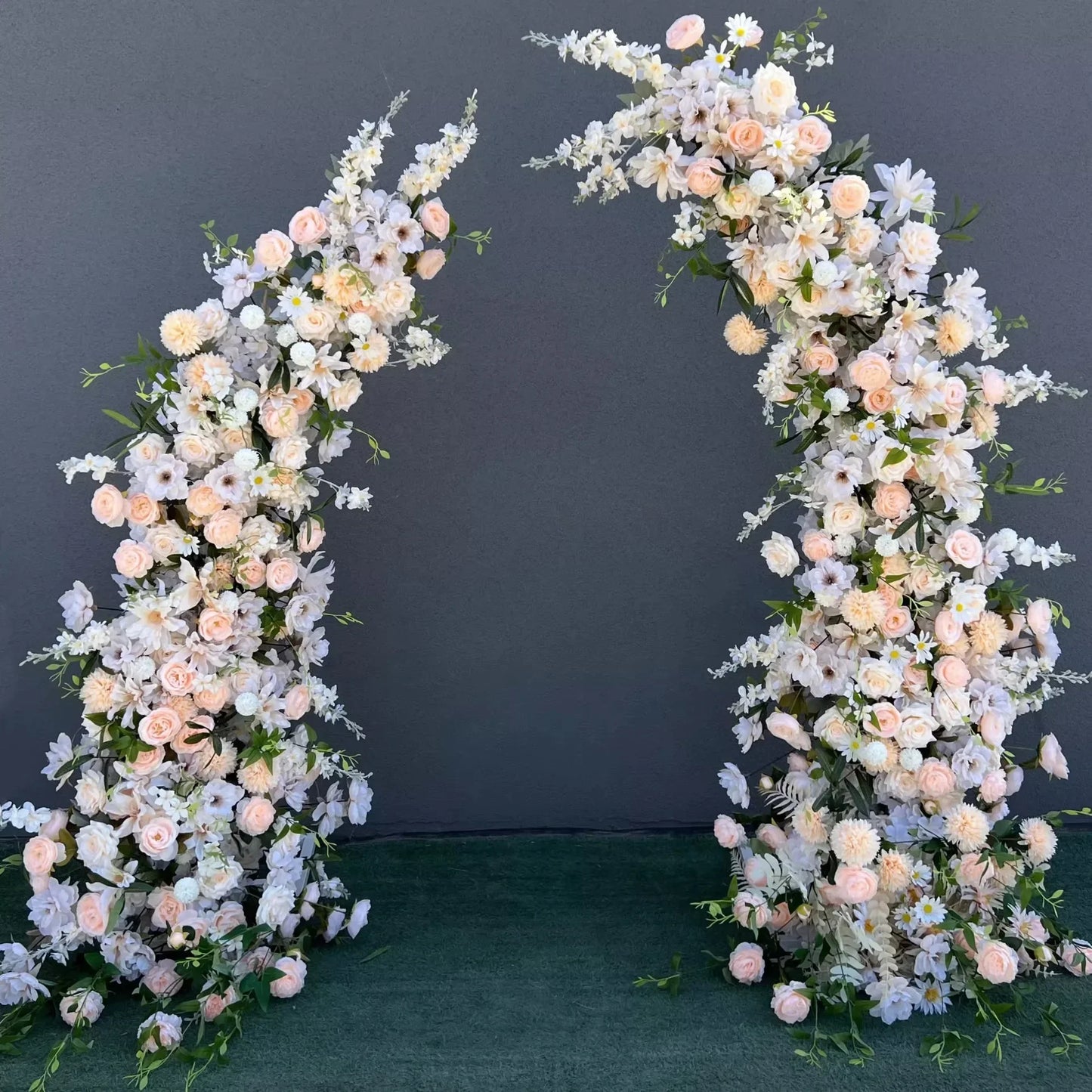 Trumpet Arch Artificial Flower Arrangement, Moon Shape, Wedding Background Props, Party Decoration, Luxury