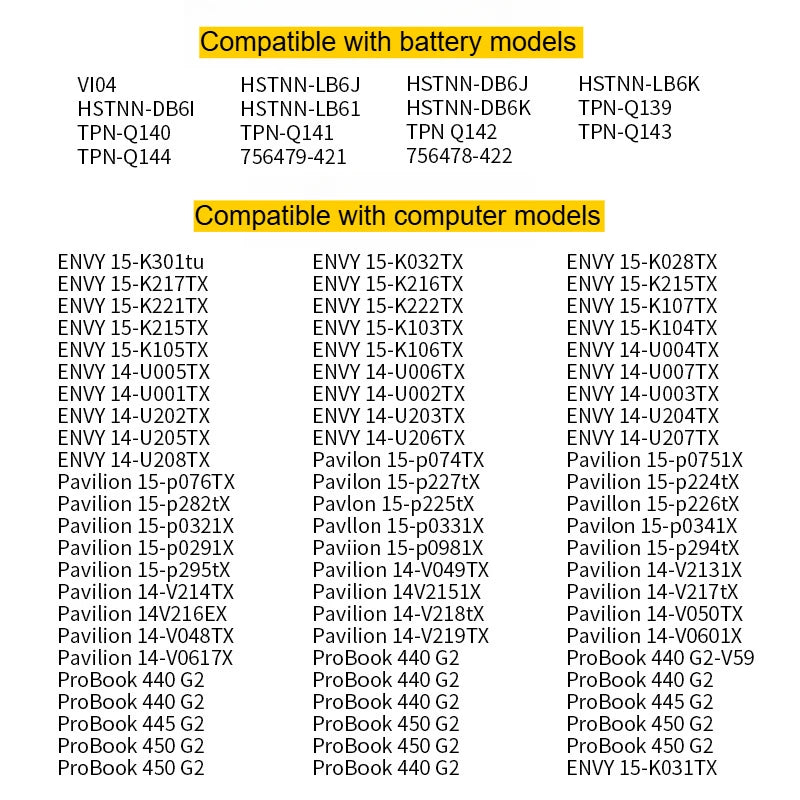 14.8V 4Cell New VI04 VIO4 Laptop Battery For HP ProBook 440/450 G2 Series 756743-001 756745-001 756744-001 756478-421