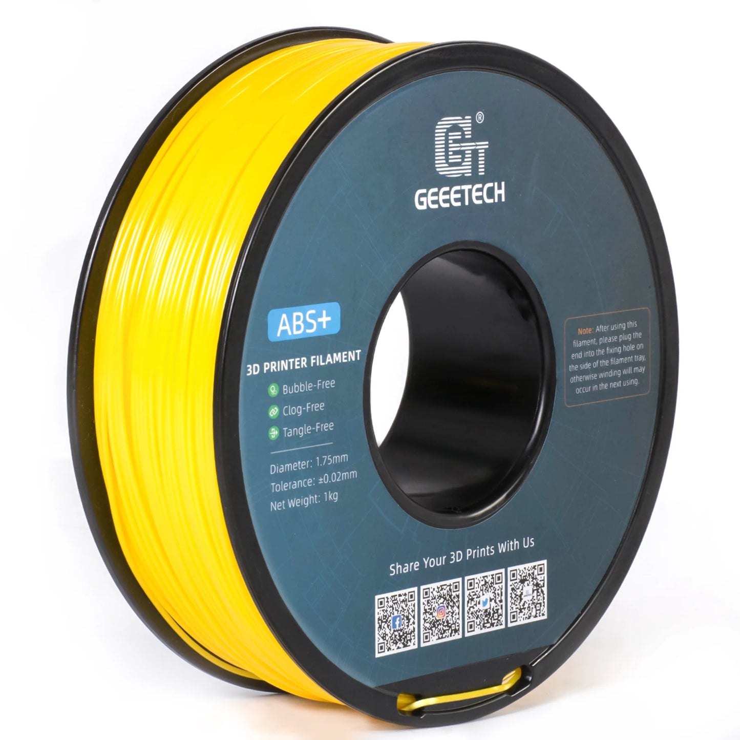 Geeetech  ABS+ 3D Filament 1.75mm 1KG plastic, 3D Printer Material, Tangle-Free, Non-Toxic, Vacuum Packaging