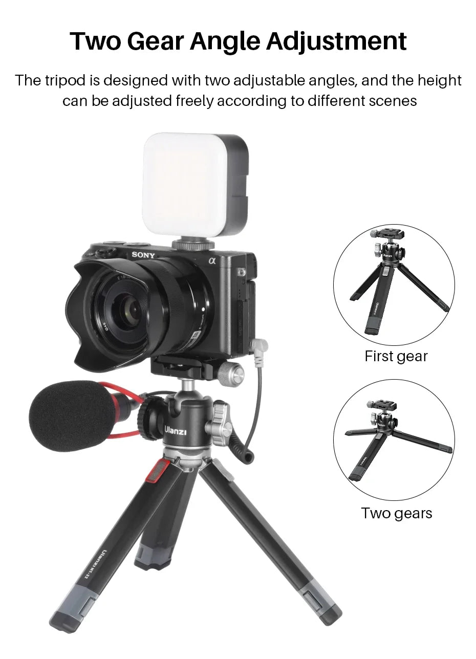 Ulanzi MT-24 Vlog Lite Metal Tripod With Ballhead Extendable 1/4'' Tripod Monopod Cold Shoe Arca Quick Swiss 2.5KG Max Load
