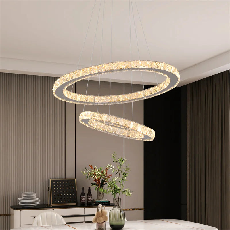 Modern Crystal Chandeliers Ring-Shaped Pendant Lights Living Room And Kitchen Decoration Led Ceiling Lamps Hanging Luminaire