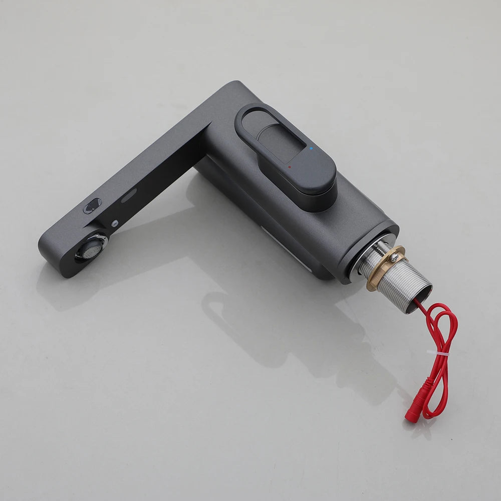 SINLAKU Bathroom Basin Sensor Faucet With Foam Soap Dispenser Deck Mounted Single Hole Stream Outlet Touch Free Mixer Taps