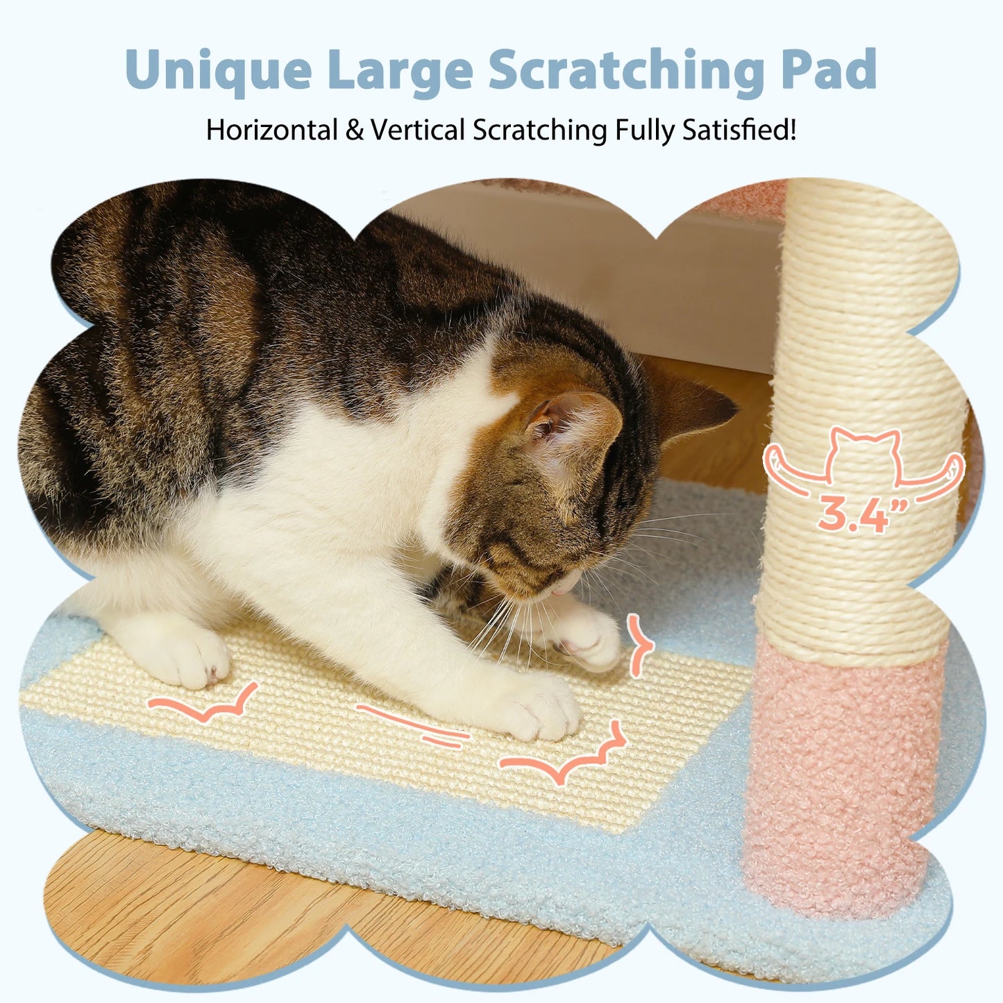 Multi-Level Cat Tree Tower with Scratching Posts&Board, Hammock, Cat Condo, Spacious Top Perch,Dangling Balls for Indoor Cats