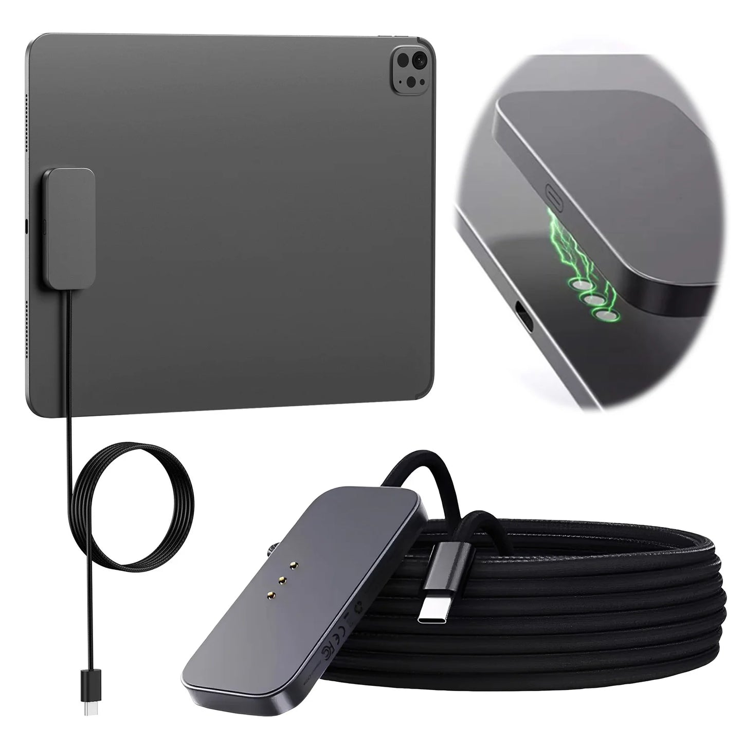 For iPad Pro Magnetic Wireless Charger Aluminum Alloy Fast Charging Smart Chargers With 2m Cord For iPad Pro 13"/11"/12.9"/10.9"
