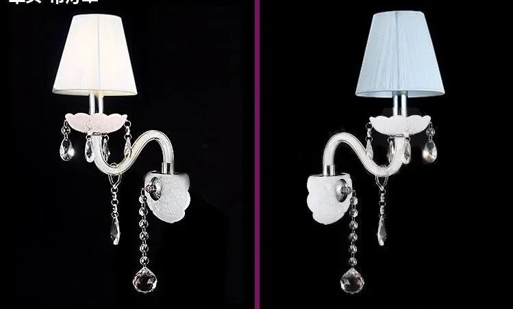 K9 top white Crystal Wall Lamp Candle Led E14 Bulbs double head Led E14 Bulbs white 1/2/3 arms with/without Fabric Lampshade