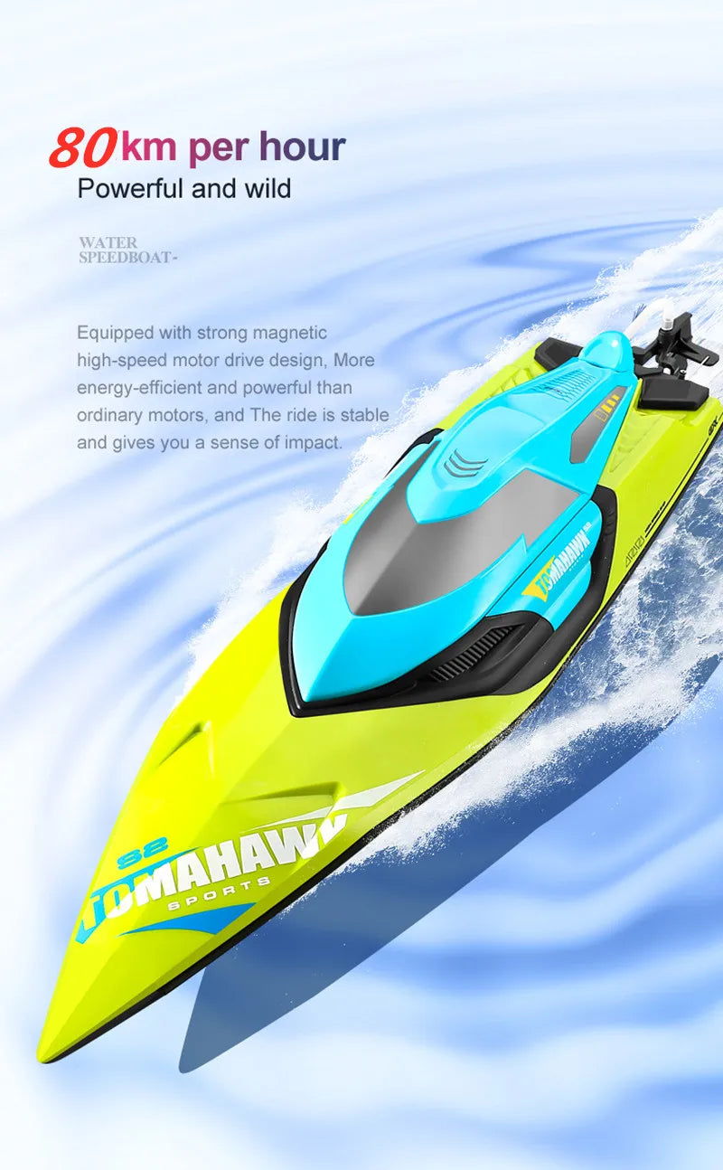 50CM Large Racing 70KM/H High Speed RC Boat 2.4G 200M Capsized Reset Dual Waterproof Smart Alarm Remote Control Boat Speedboat