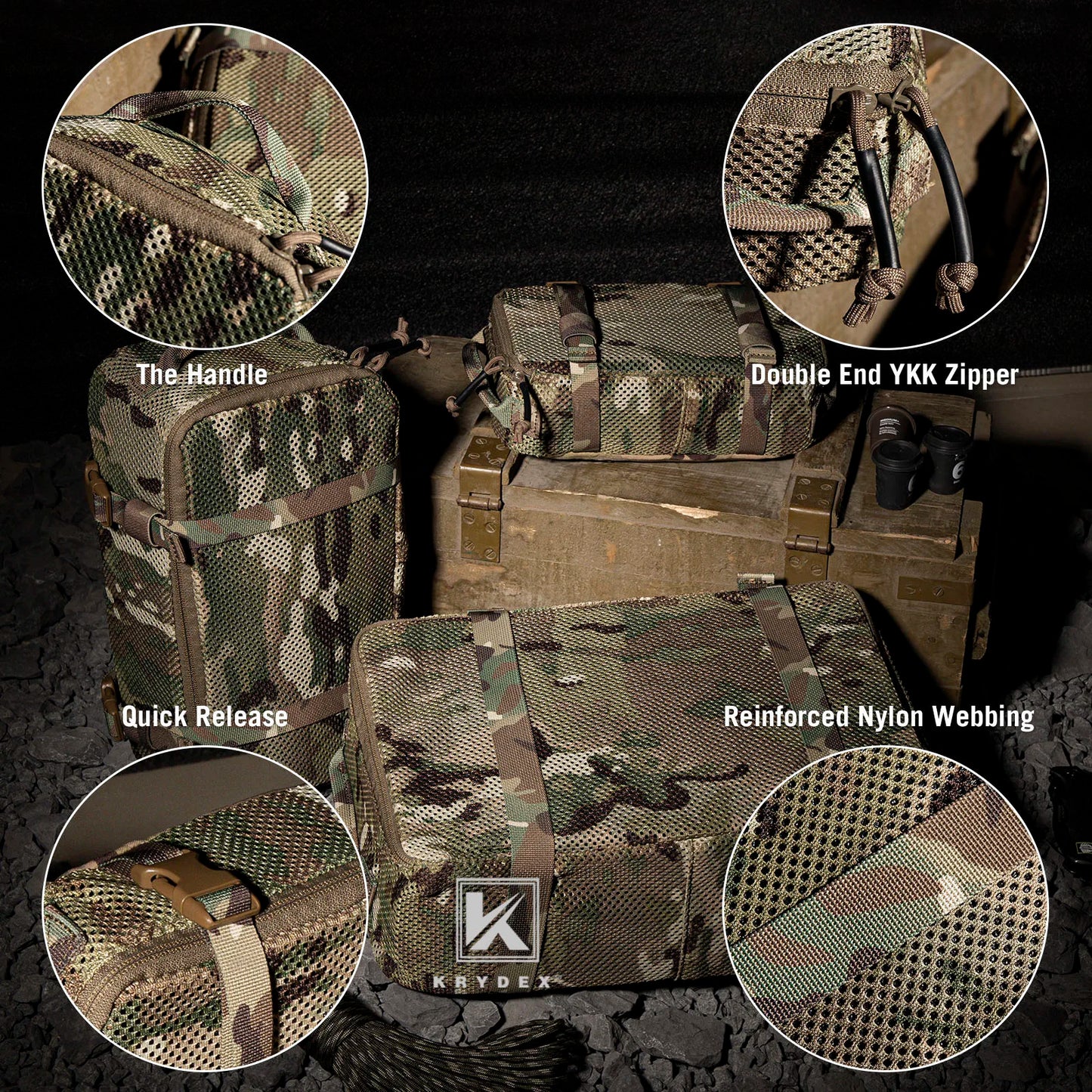 KRYDEX Tactical Modular Pouch Set Outdoor Backpack Organizer Travel Suitcase Packing Cubes Hunting Gear