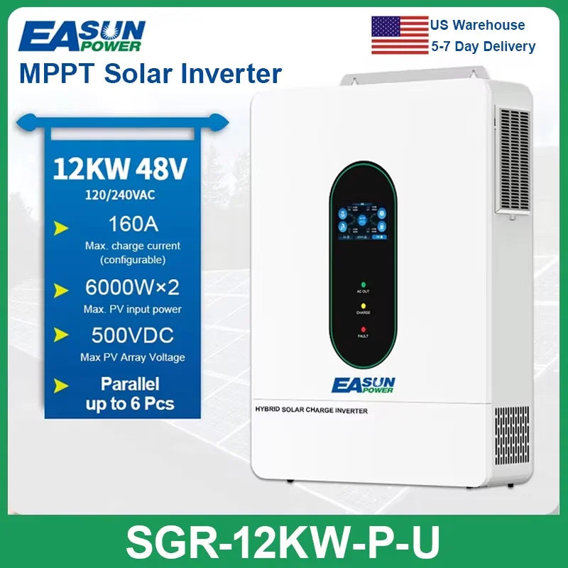 EASUN POWER 12KW Split Phase Inverter 48V 110V Hybrid Solar Inverter 220A MPPT Paralleled With WiFi Solar Controller Inversores