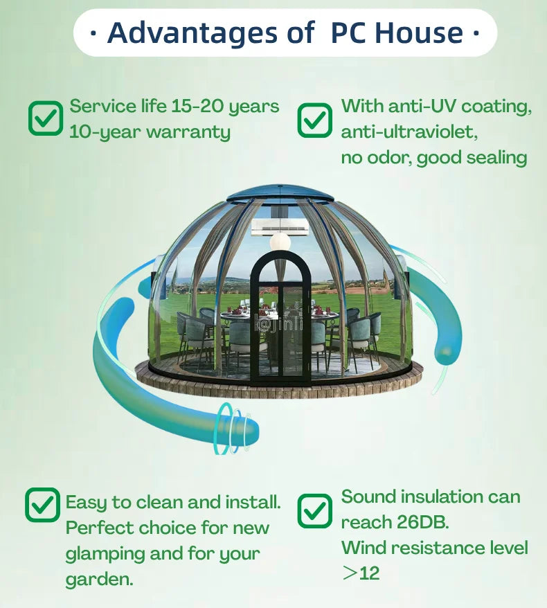 4meter + 2.7meter Transparent PC Bubble House Dome Tent Geodesic Igloo Round Clear House Catering Cabin Hotel Resort Luxury Camp