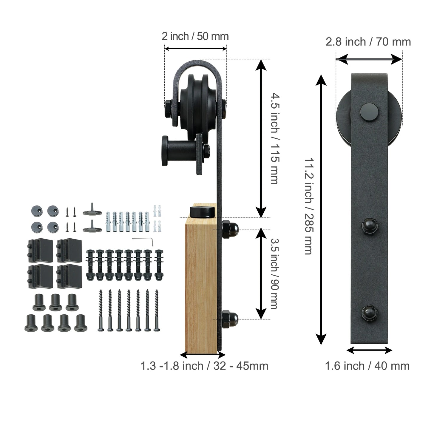 SucceBuy 8/10FT Sliding Barn Door Hardware Kit 330LBS Heavy Duty Barn Door Track Kit for Double Doors W/ Smooth & Silent Pulley