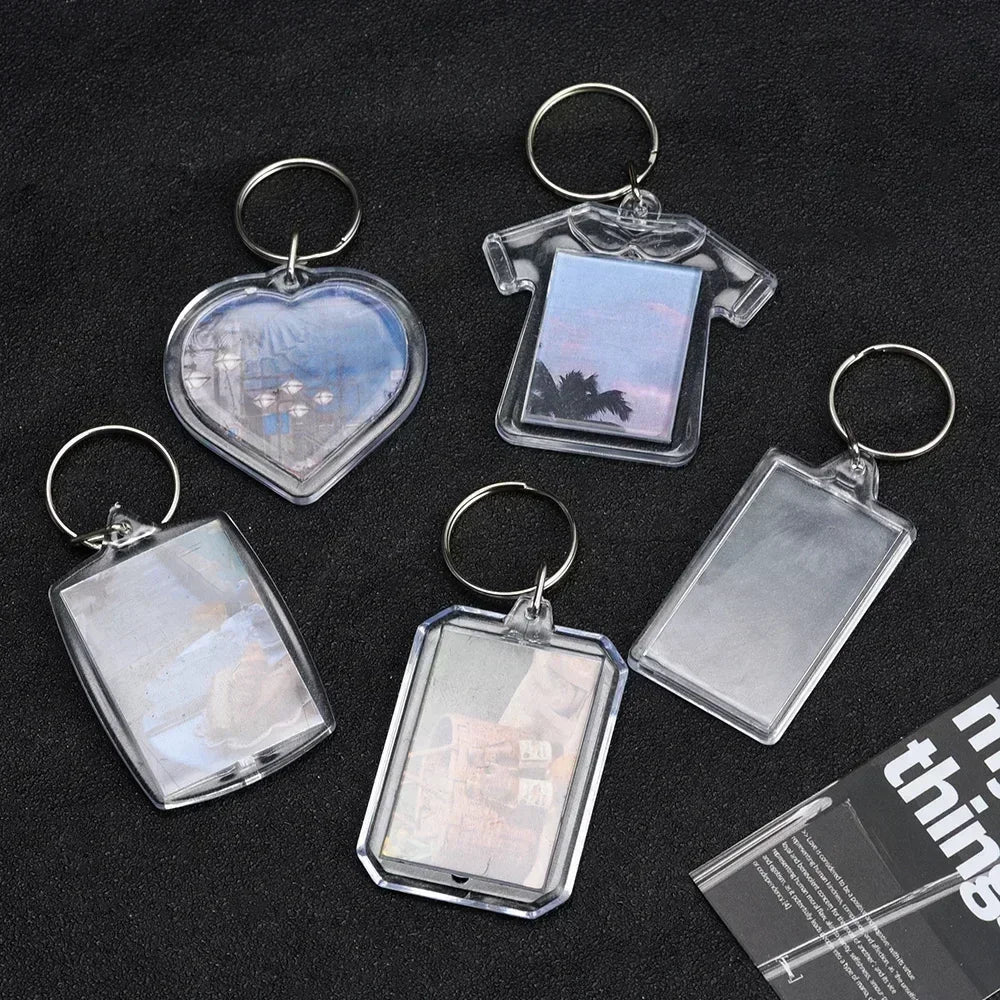 5/50pcs Transparent Rectangle Blank Clear Acrylic Insert Photo Picture Frame Keyring Keychain DIY Split Ring Key Chain 2035