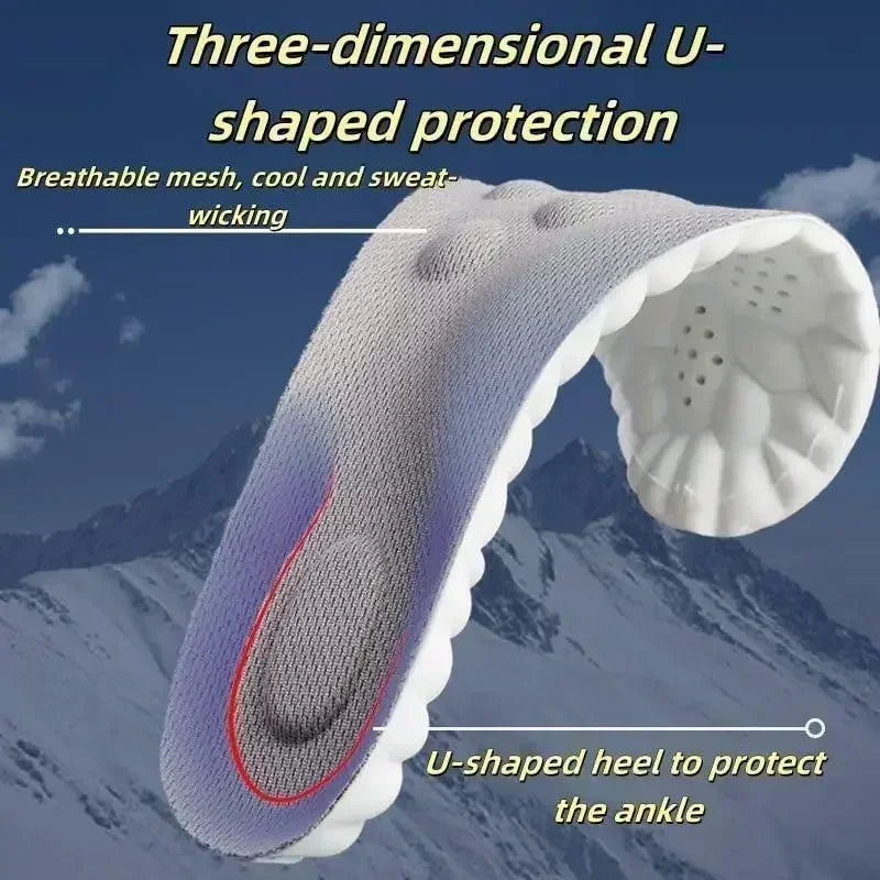 4D Cloud Air Cushion Insoles: Memory Foam Comfort + Acupressure Massage, Sweat-Absorbent Design