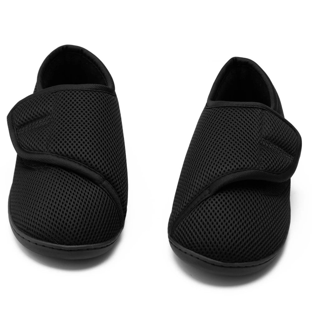 Unisex Diabetic Shoes Wide Walking Shoes Plush Lining Slip-On Orthopedic Shoes Hook and Loop Sneakers for Swollen Feet