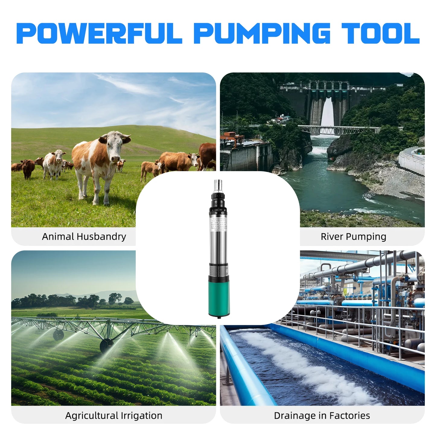 24V 320W Deep Well Pump High Lift Deep Well Pump DC Screw Submersible Pump Agricultural Irrigation Garden Home