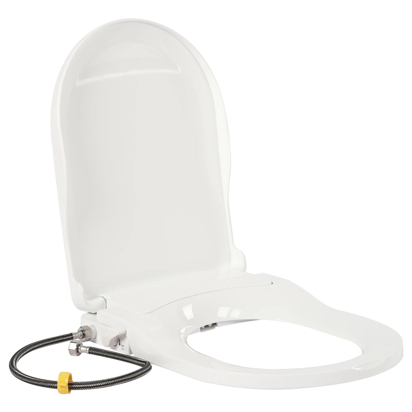 White D-Type PP Non-Electric Bidet Toilet Seat for Elongated Toilets Dual Nozzle System 48x35x7.8cm Bidet Seat