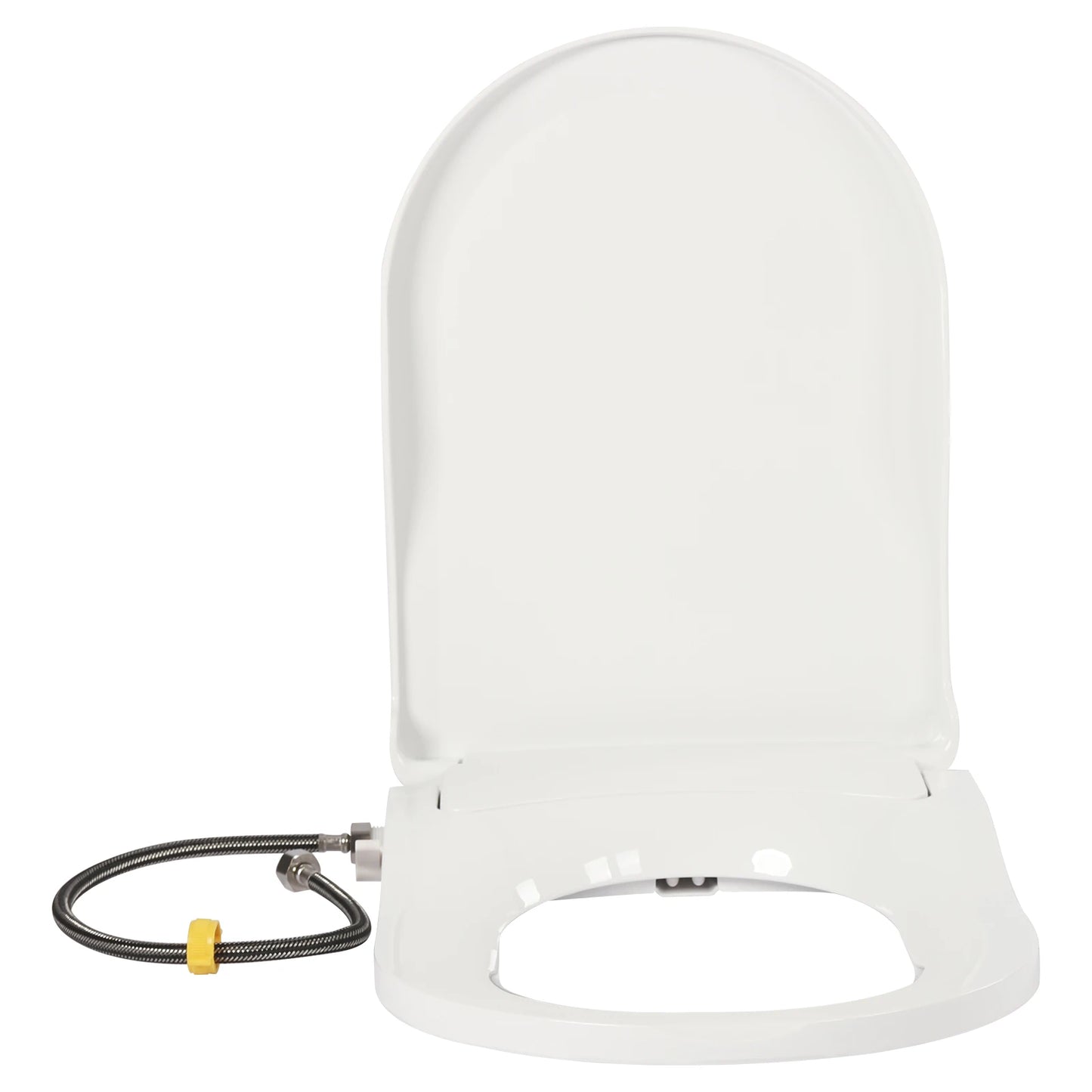 White D-Type PP Non-Electric Bidet Toilet Seat for Elongated Toilets Dual Nozzle System 48x35x7.8cm Bidet Seat