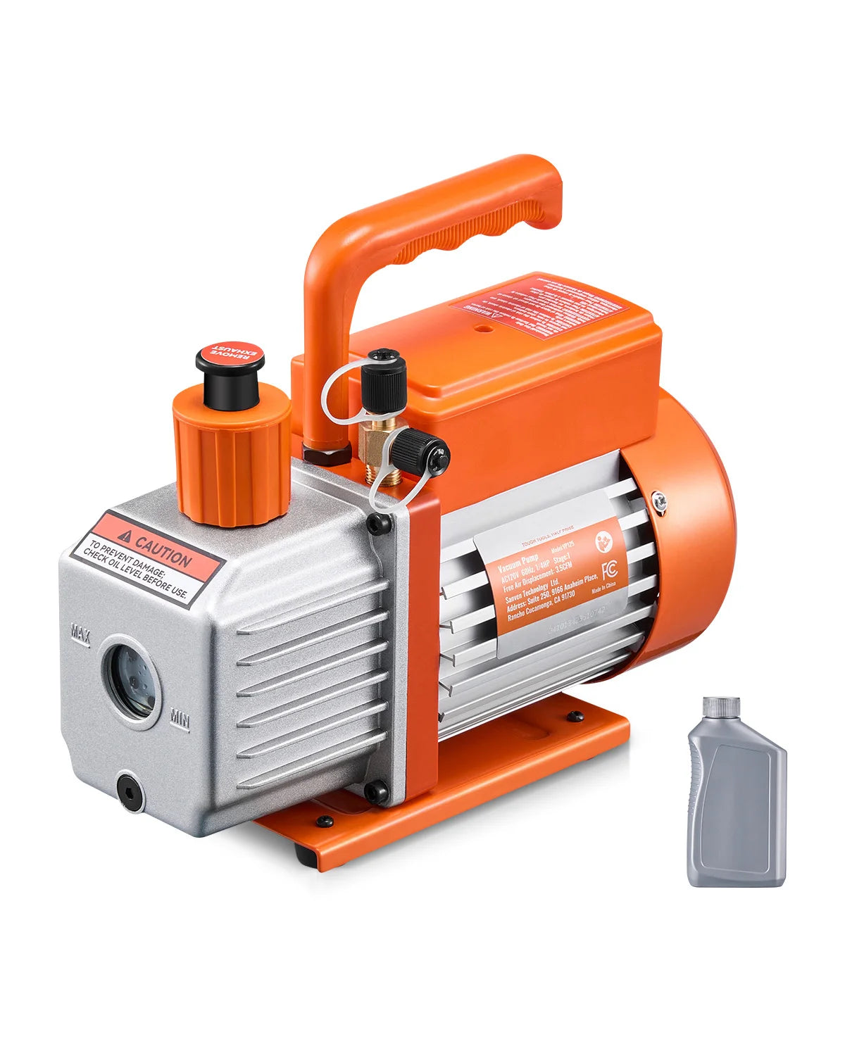 SucceBuy Vacuum Pump & Oil Bottle 3.5CFM/4CFM/5CFM 1-Stage or 6CFM 9CFM 2-Stage, R134a R22 R410a Systems Conditioner Maintenance