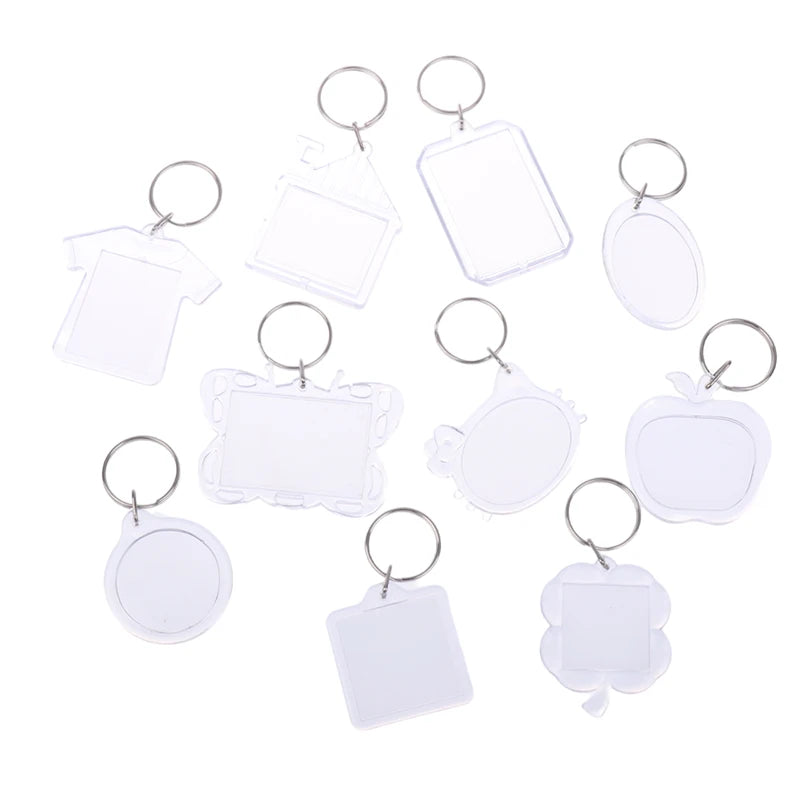5pcs Blank Photo Frame Keychain Clear Acrylic Keyring Insert Photo Split Key Pendant DIY Key Holder Couple Anniversary Gifts
