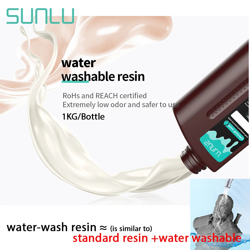 SUNLU 5KG Water Washable 3D Printer Resin 395-405nm 1kg 3D Resin Fast Curing 3D Resin for 2K 4K 8K LCD DLP SLA Resin 3D Printer