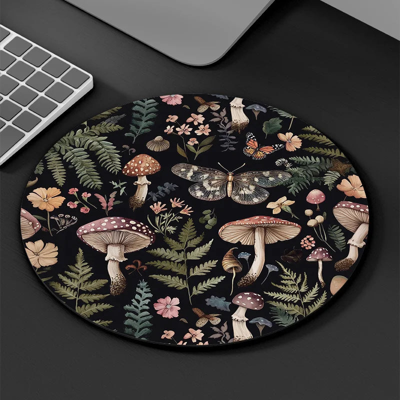 Round Forest Plant Mouse Pad Rubber Non-Slip Office Keyboard Mat Desk Pad Gamer Setup Decoration Playmat Desktops Desk Organizer