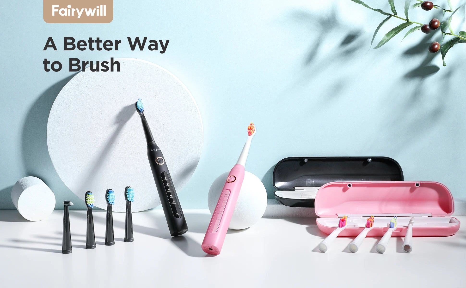 Fairywill Sonic Electric Toothbrush with travel case