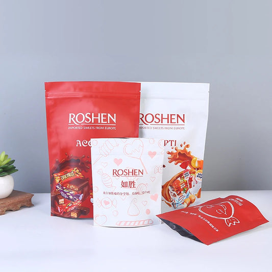 Cookie Bags with Zipper, Kraft Paper Food Pouch Bag, Gift Packaging, Aluminum Foil Bags, Custom Print Logo