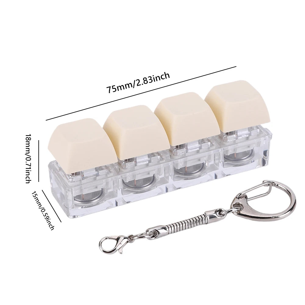 4 Keys Button Keycap Fidget Keychain Keyboard Key Toy Keyboard Clicker Toy Keyboard Cube Toy for Adult Gifts To Relief Pass Time