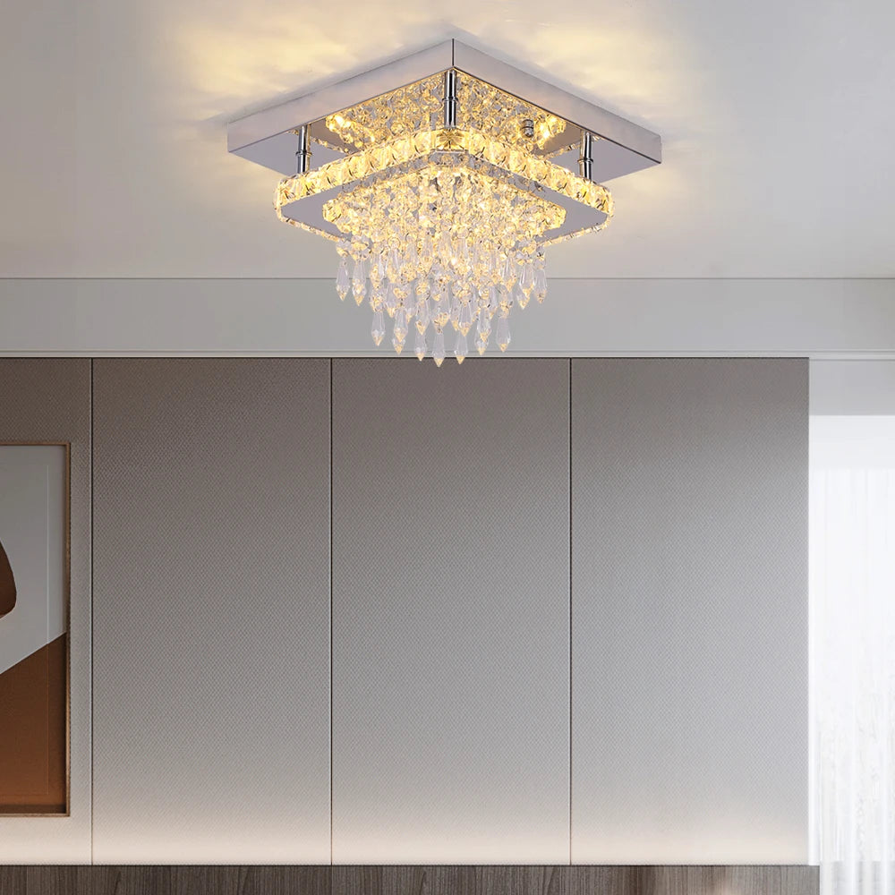 Modern Led Chandelier K9 Crystal Ceiling Lamp Fixture Bedroom Living Dining Room Pendant Light Lustres Home Decor Plafonnier Lum