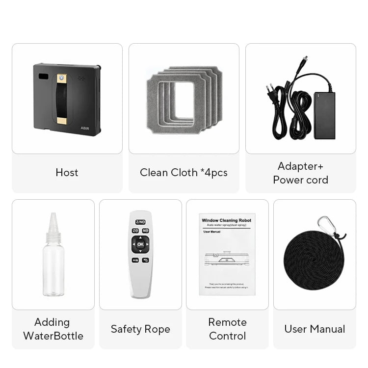 Robot Window cleaner ABIR WD8,Dual Water Spray,Smart Memory,High Vacuum Suction, Laser Sensor, Home Wall Glass Cleaning Robot