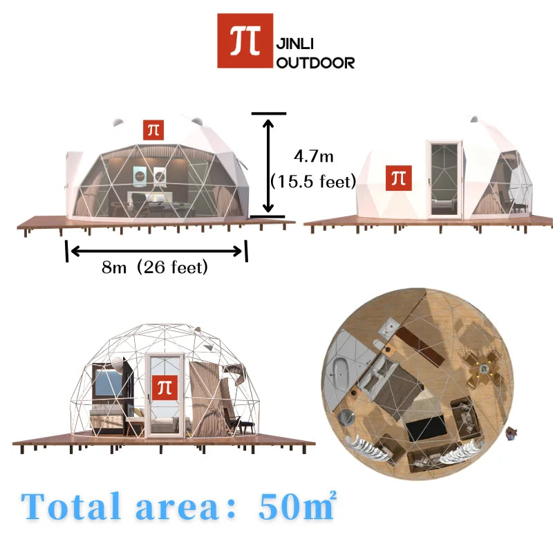 Factory Global Shipping Geodesic Dome Tent Spherical Tent Hotel Resort Outdoor Luxury Glamping Dome Transparent Starry Sky Tent