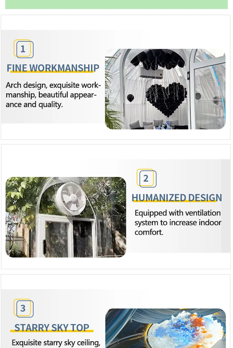 5.9m Outdoor Dome Tent Camping Transparent Starry Sky Capsule Tent PC Dome Tent All-Weather Protection Immersive Experience