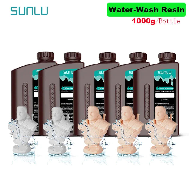 SUNLU 5KG Water Washable 3D Printer Resin 395-405nm 1kg 3D Resin Fast Curing 3D Resin for 2K 4K 8K LCD DLP SLA Resin 3D Printer