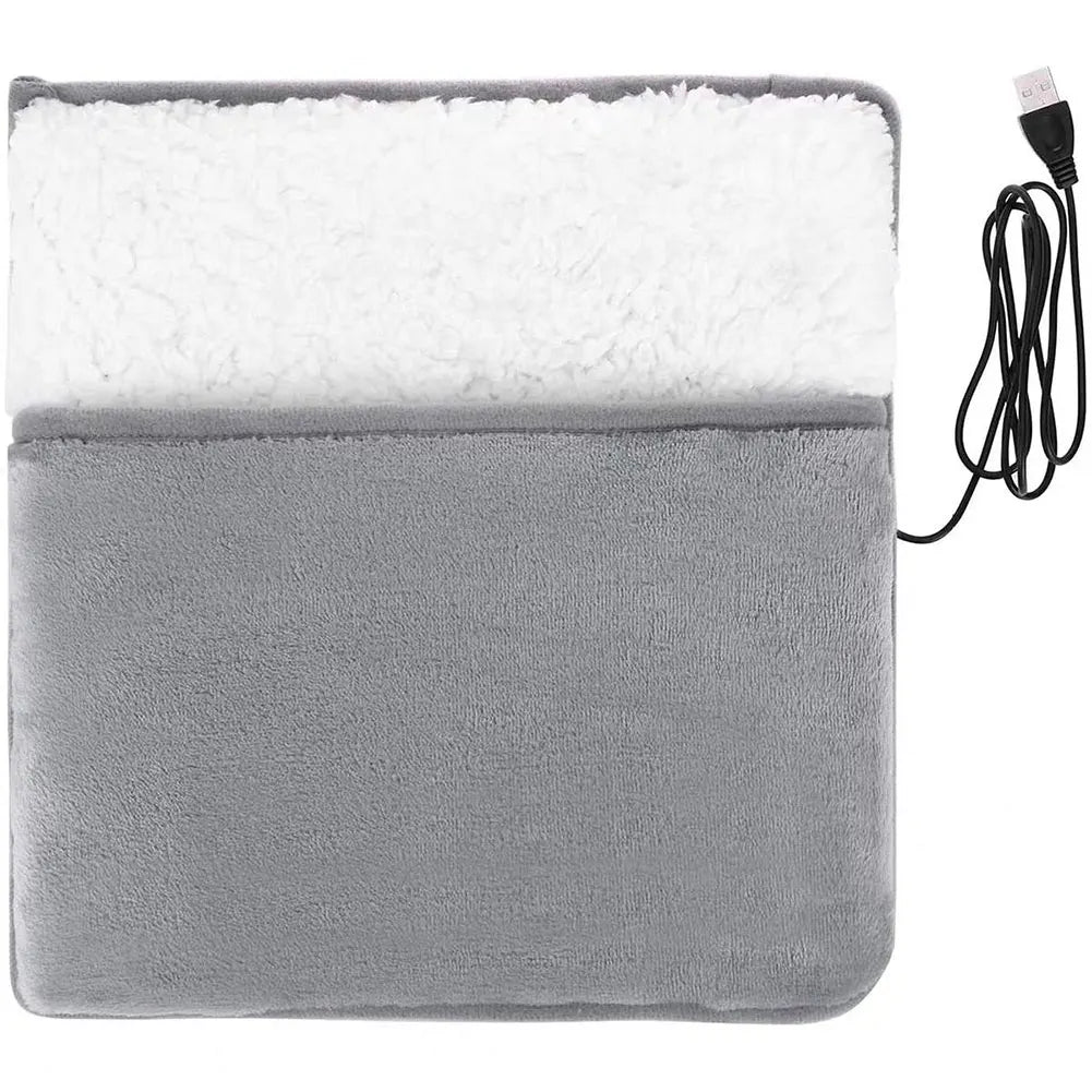 Winter Electric Foot Heating Pad USB Soft Plush Thermal Blanket Feet Foot Warming Mat Heating Slippers for Home Office Bedroom