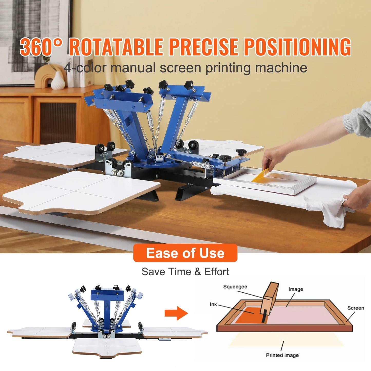 SucceBuy Screen Printing Machine 360° Rotable Silk Screen Printing Press 54x45cm Screen Printing Press Adjustable Tension