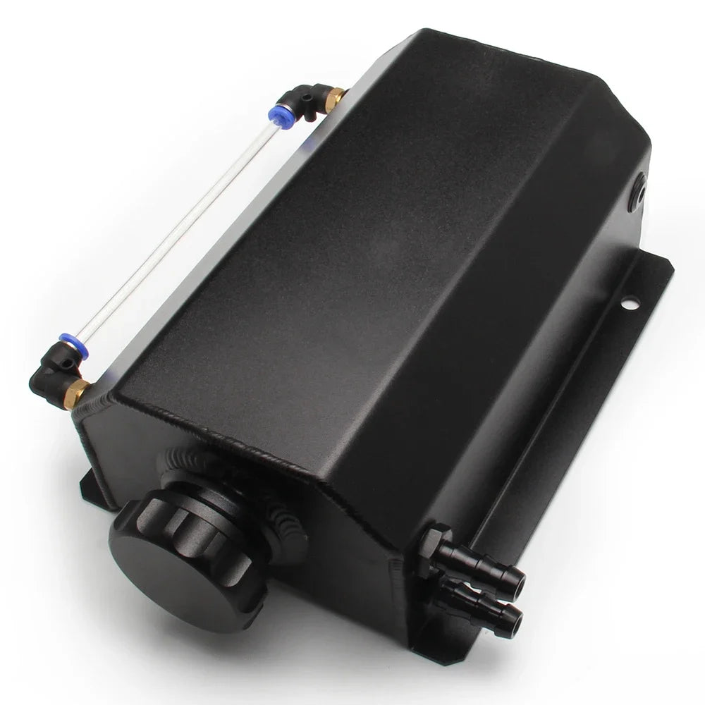 Universal  Aluminum 1L/2L Engine Coolant  Radiator Overflow Tank  Oil Catch Can Square Overflow Tank With Drain Plug
