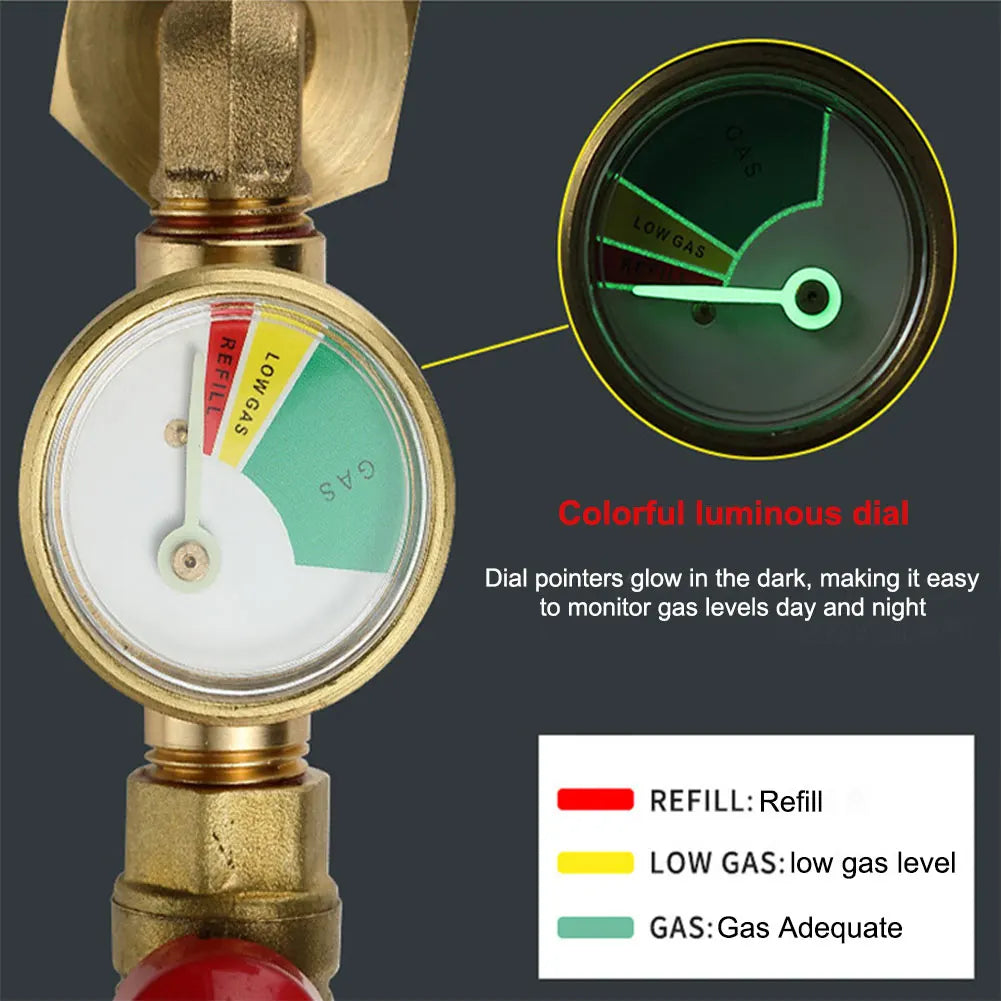 QCC1 Propane Refill Elbow Adapter with Valve and Gauge Propane Refill Pressure Adapter for 1 LB Propane Tank To Be Refilled