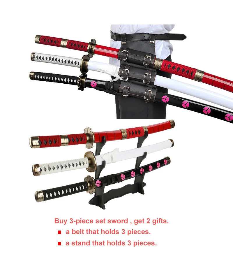 80cm/31.5"Roronoa Zoro Katana Anime Sword  Cosplay Weapons Props 3pc Toy Sword Set  Shusui Lchimonji  Sandai Kitetsu