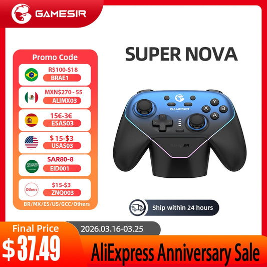Original GameSir Super Nova Wireless Switch Controller with Charging Station, Hall Effect Joystick for PC Switch Android Phone