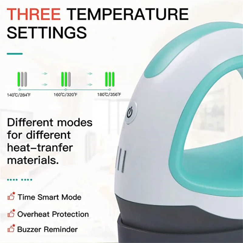 HTVRONT Portable MINI Heat Press Machine DIY Auto Easy Heating Transfer Iron On HTV for Clothes Bags Shoes Hat T-shirts Printing