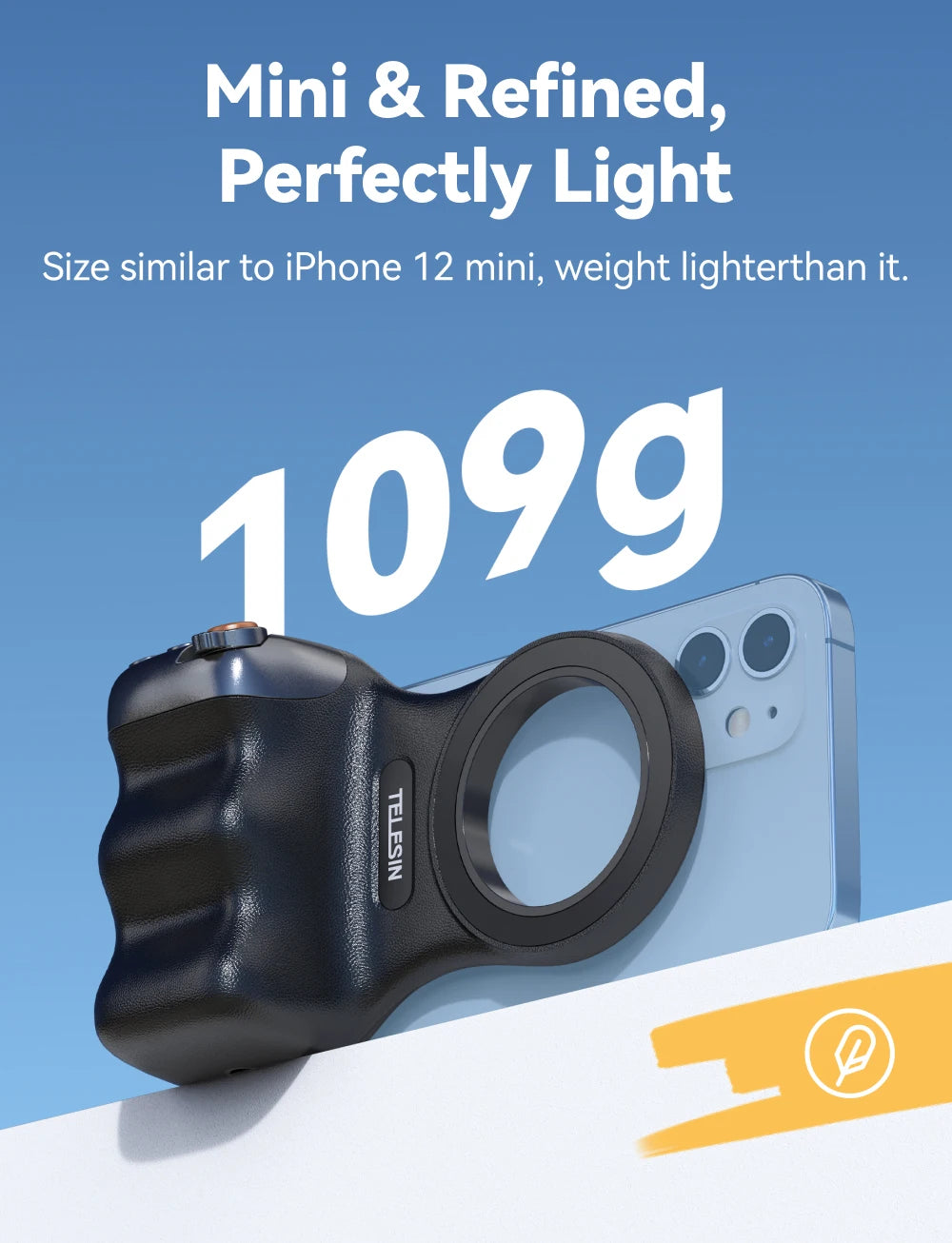TELESIN Magnetic Phone Camera Shoot Hand Grip Universal Smart Phone Holder Shooting Aid Remote Control Handle for Iphone Andriod