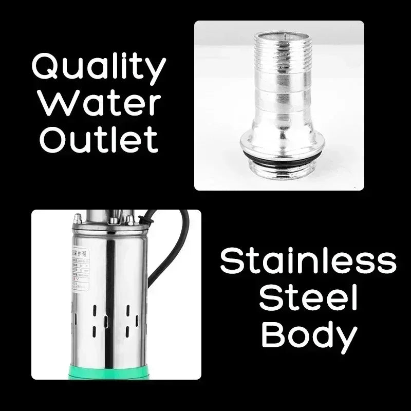 Lift=30m-45m 20L/min 9m Wire 12V 24V 36V Solar Pump Deep Well Submersible Water Pump Screw Irrigation Garden Home Agricultural